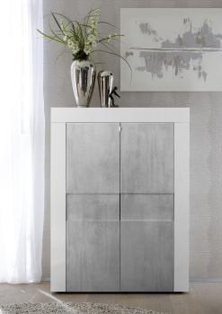 highboard wit hoogglans betonlook